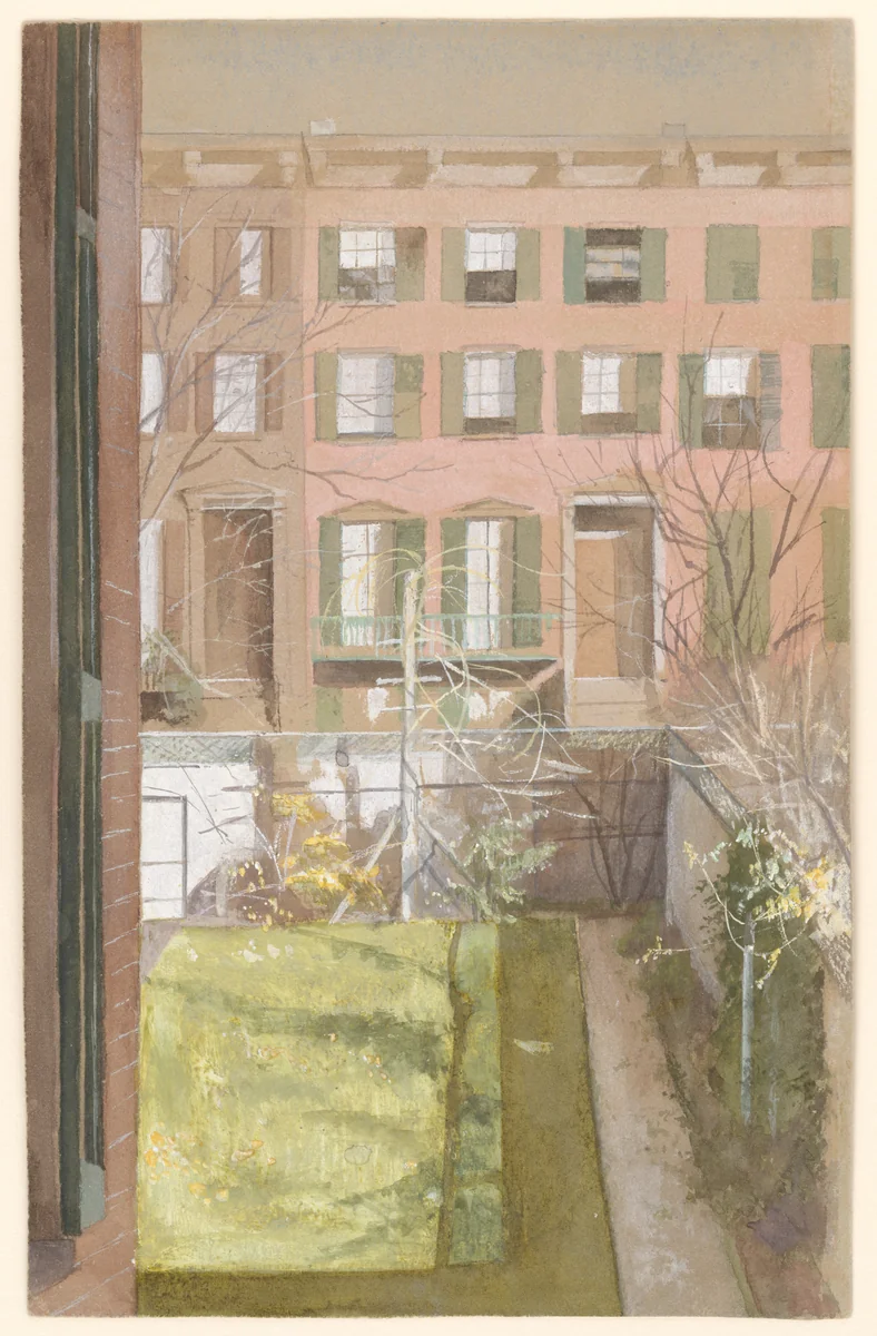 Garden View, Brooklyn by Fidelia Bridges, artwork, 1862-1872