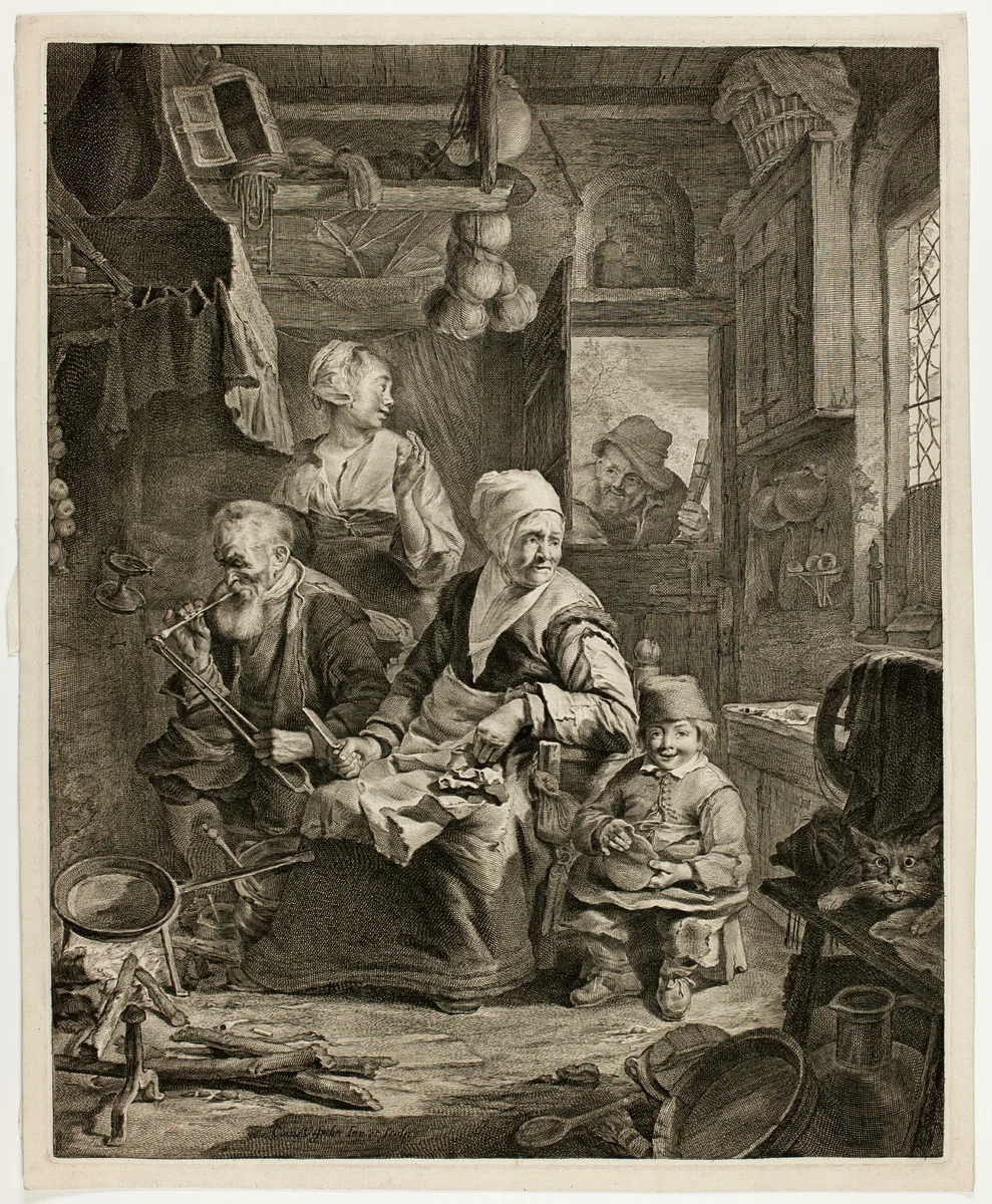 The Pancake Woman by Cornelis Visscher, print, 1540-1586