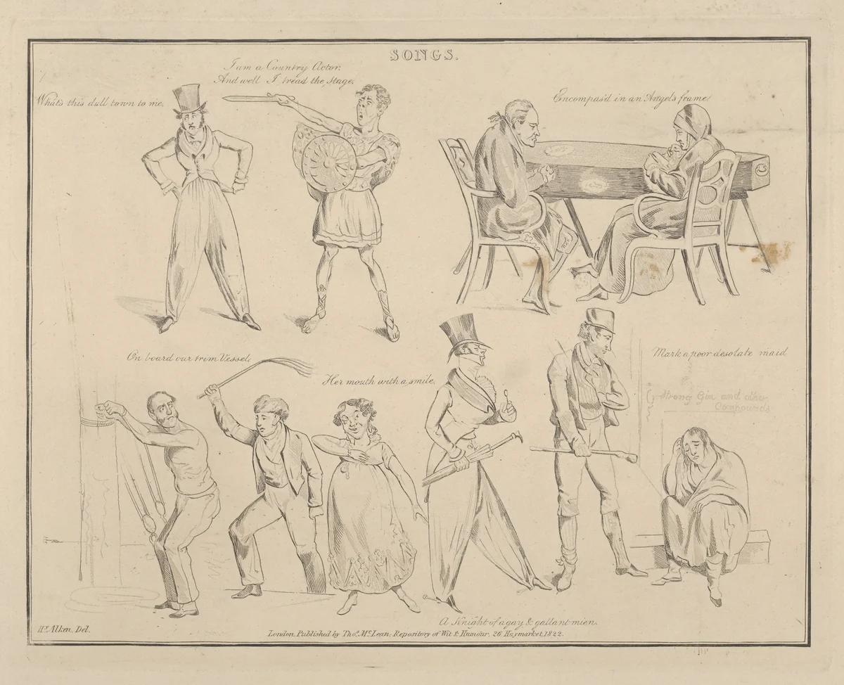 Songs: "What's this dull town to me..." by Henry Thomas Alken, print, 1822