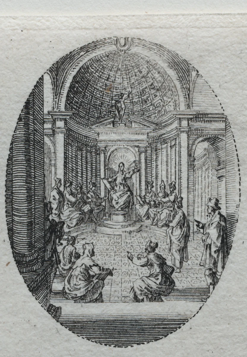 The Mysteries of the Passion: Christ Disputing with the Doctors by Jacques Callot, print, 1631