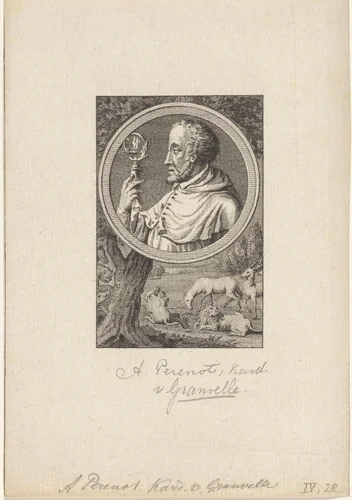 Portret van Antoine Perrenot kardinaal van Granvelle by Reinier Vinkeles, print, 1783-1795