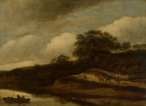 Hilly Landscape beside a Stream by Guillaume du Bois, painting, 1652