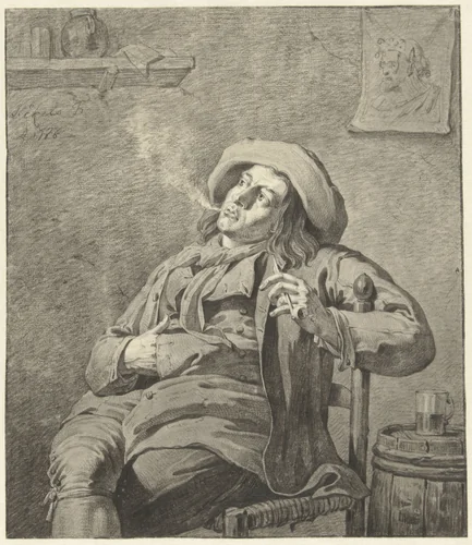 Rokende man by Jan Ekels, drawing, 1776