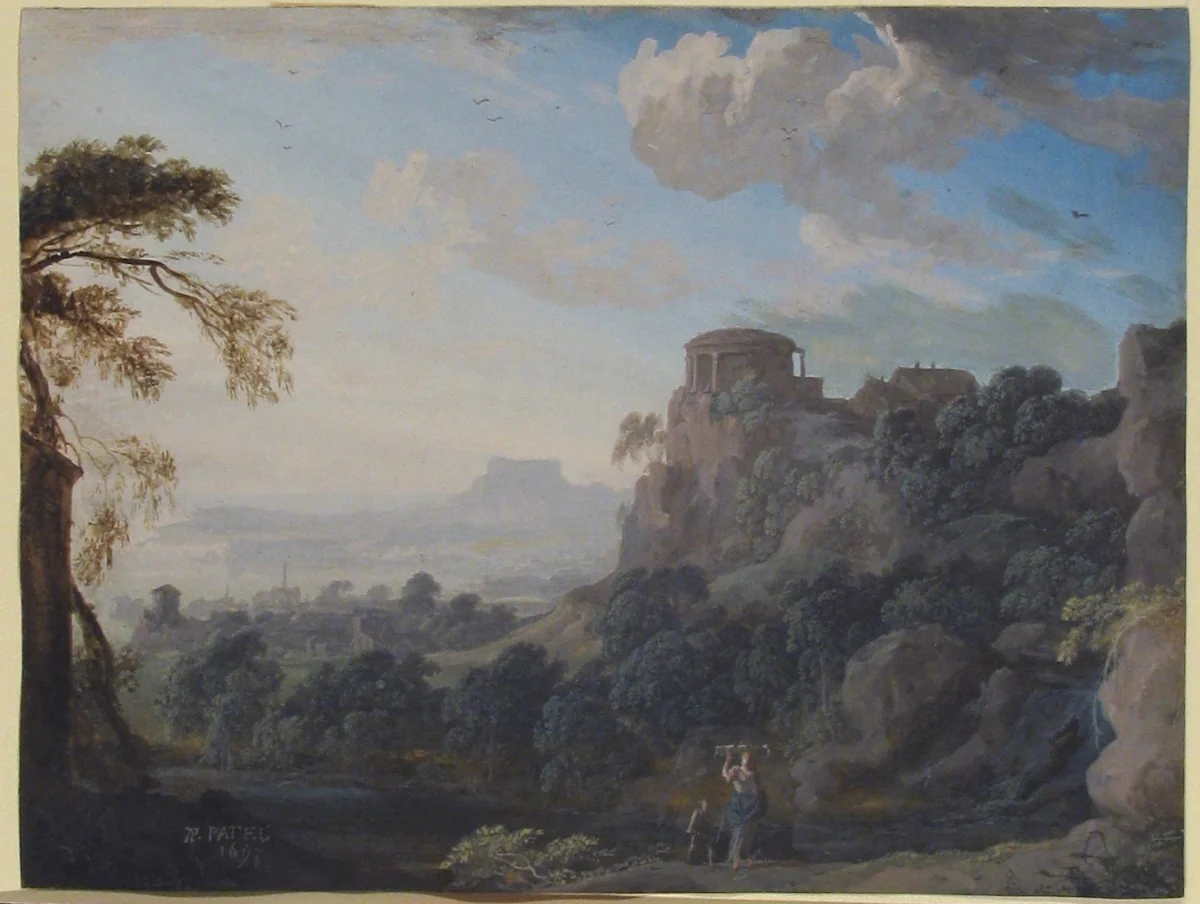 Landscape with Figures by Pierre Antoine Patel, drawing, 1693