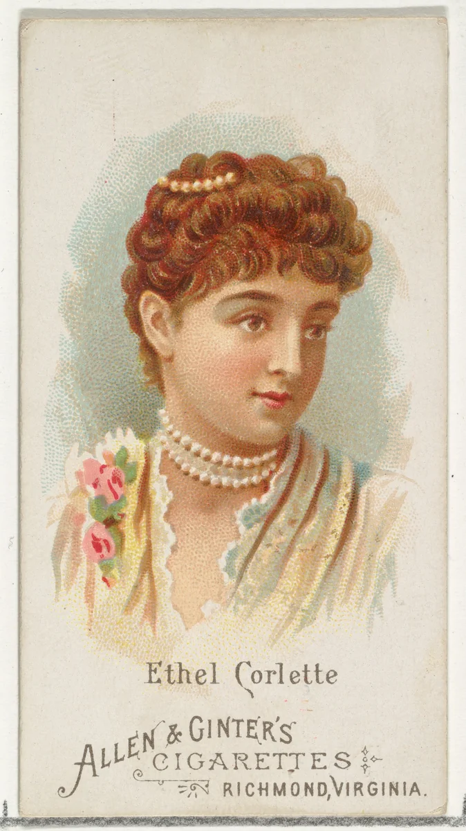 Ethel Corlette, from World's Beauties, Series 1 (N26) for Allen & Ginter Cigarettes by Allen & Ginter, print, 1888