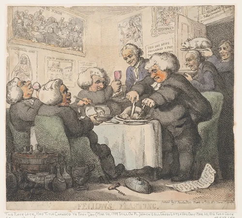 Fellows Feasting by Thomas Rowlandson, print, 1799