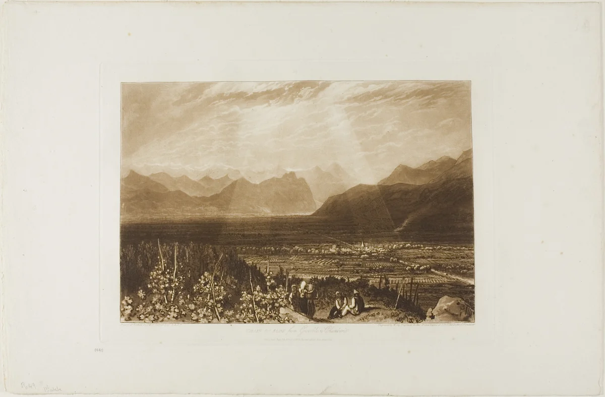 Chain of Alps from Grenoble to Chamberi, plate 49 from Liber Studiorum by Joseph Mallord William Turner, print, 1812