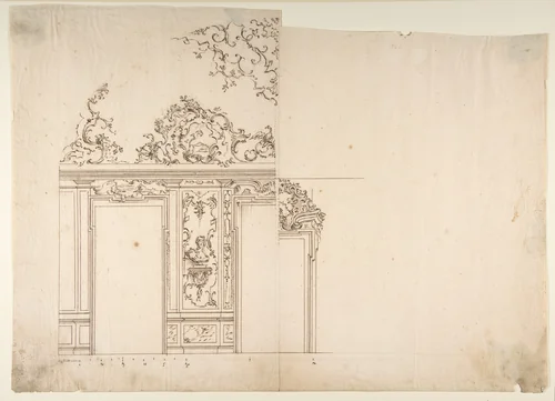 Design for Door by Leonardo Marini, drawing, 1700-1800