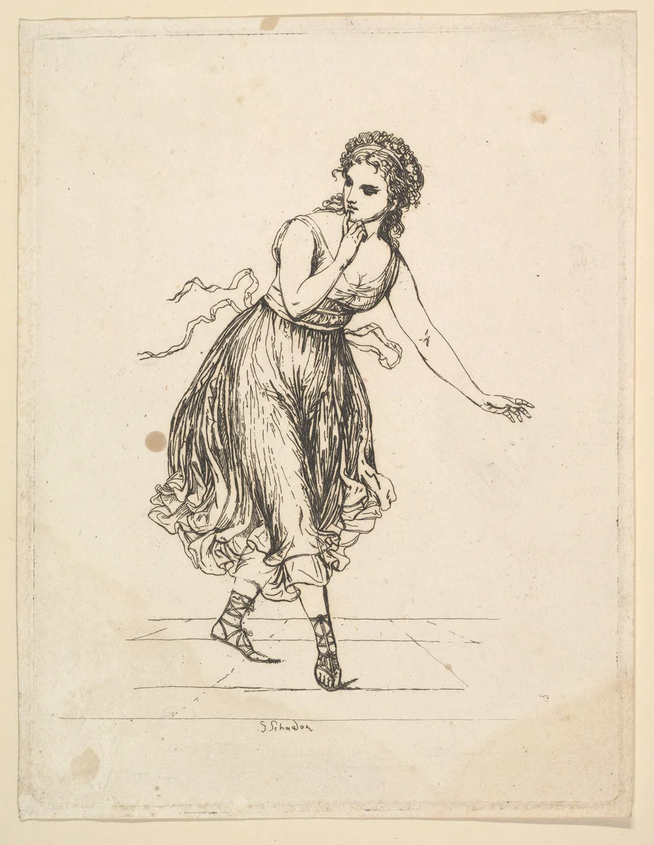 Woman Alone, from the series The Dancing Pair Vigano by Johann Gottfried Schadow, print, 1775-1850