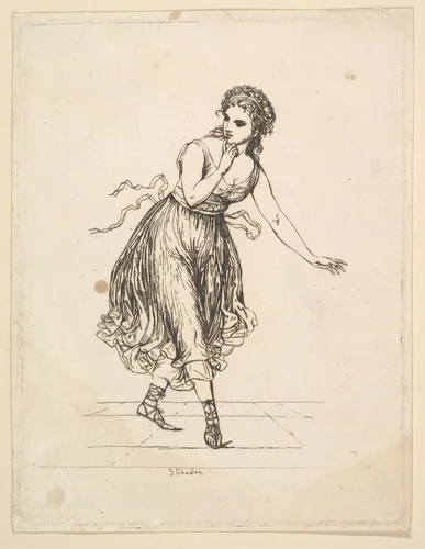 Woman Alone, from the series The Dancing Pair Vigano by Johann Gottfried Schadow, print, 1775-1850