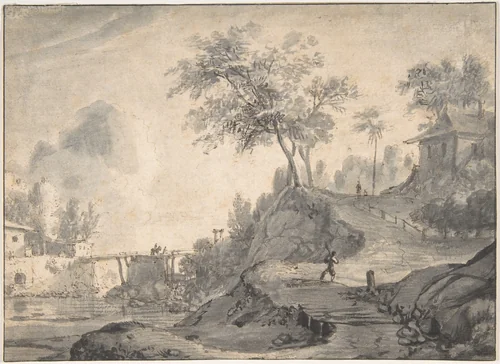 Landscape by Roelant Roghman, drawing, 1640-1692