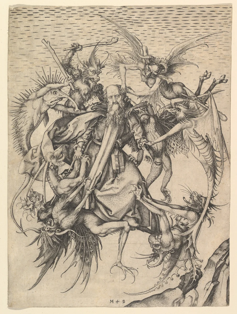 Saint Anthony Tormented by Demons by Martin Schongauer, print, 1470-1774