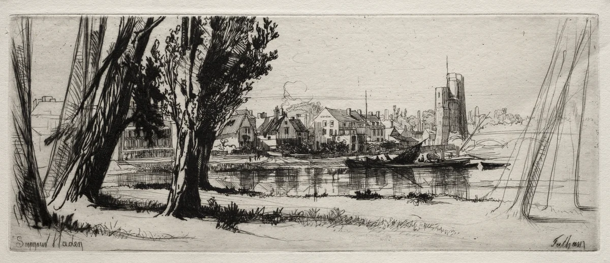 Fulham by Francis Seymour-Haden, print, 1854-1864