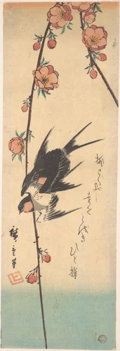 Pear Blossoms and Swallows by Utagawa Hiroshige (歌川広重), print, 1830-1850