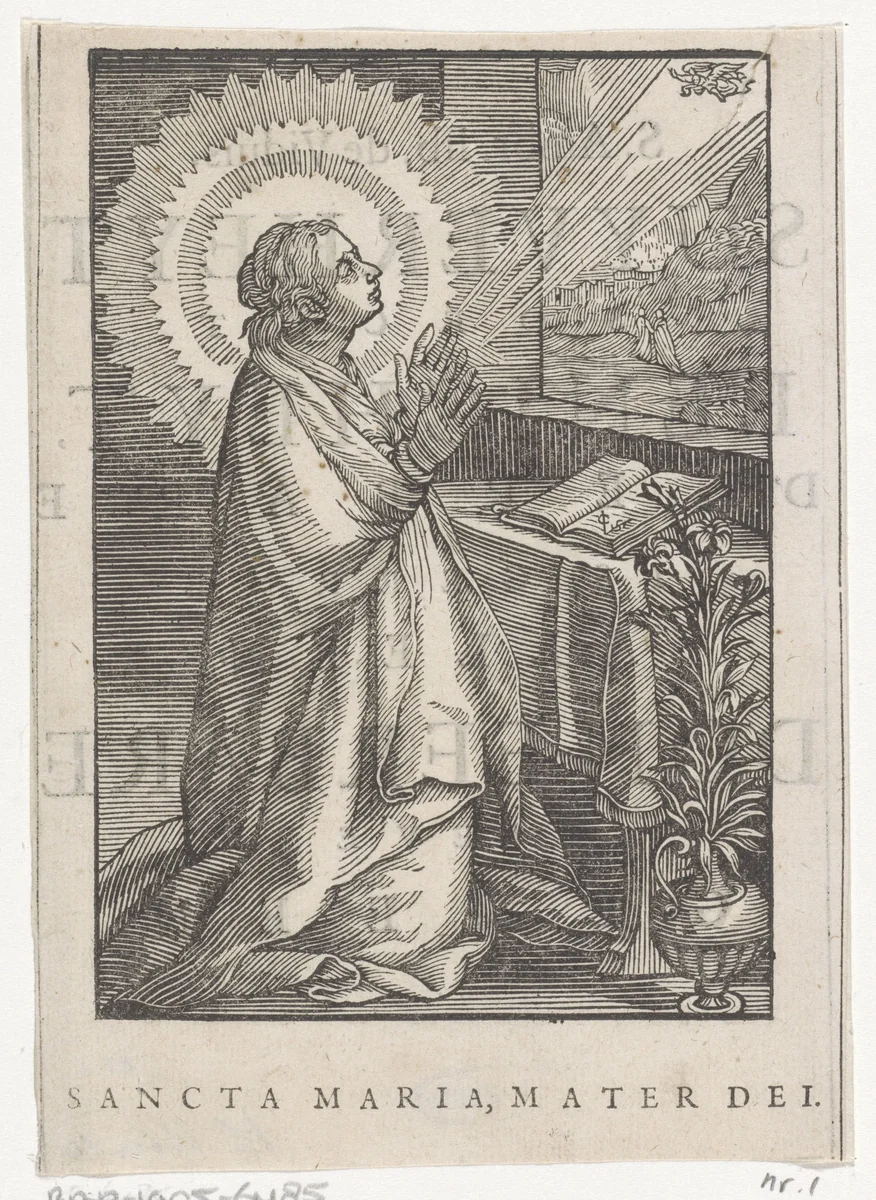 Heilige Maria als kluizenares by Christoffel van Sichem, print, 1644