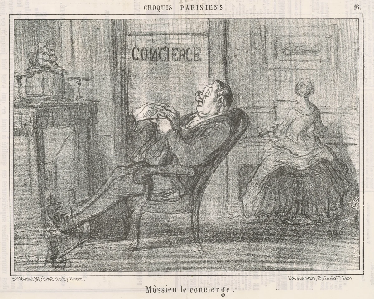 Mossieu le concierge by Honoré Daumier, print, 1856