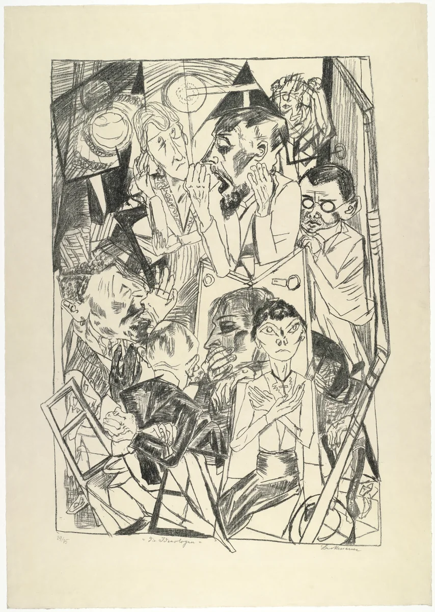 The Ideologists (plate 6) [Die Ideologen (Blatt 6)] from Hell (Die Hölle) by Max Beckmann, print, 1919