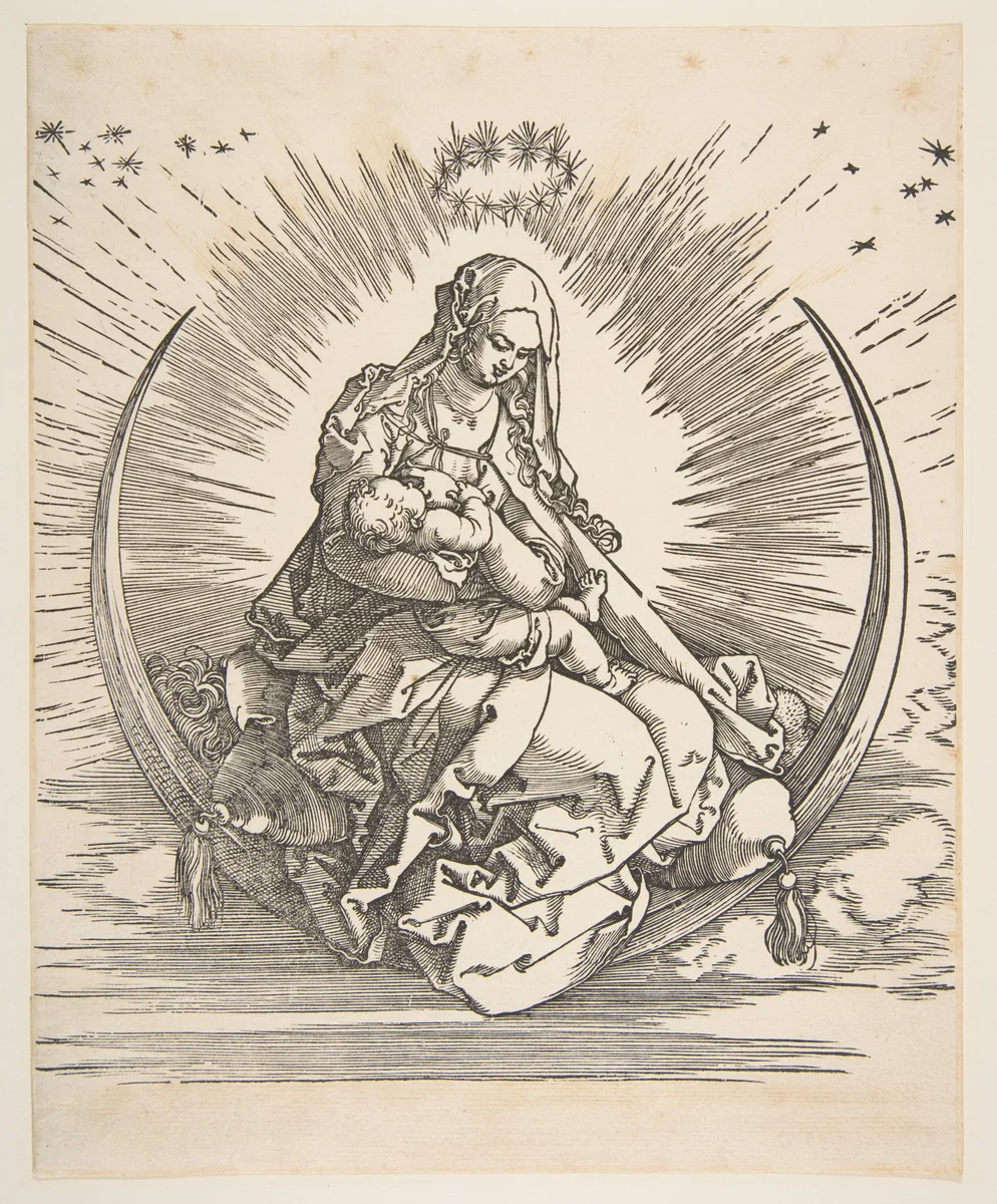 The Madonna on the Crescent, Frontispiece to "The Life of the Virgin" by Albrecht Dürer, print, 1511
