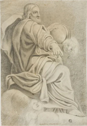 Seated Christ by Domenichino, drawing, 1635-1799