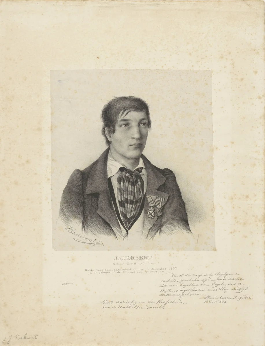 Portret van J.J. Robert by James Erxleben, print, 1832
