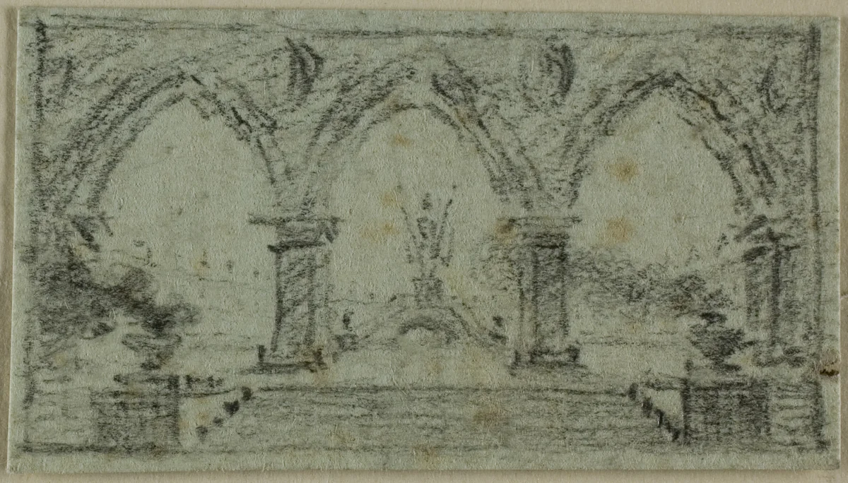 Porch with Gothic Arches by Domenico Quaglio, drawing, 1807-1837