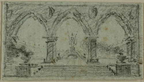 Porch with Gothic Arches by Domenico Quaglio, drawing, 1807-1837