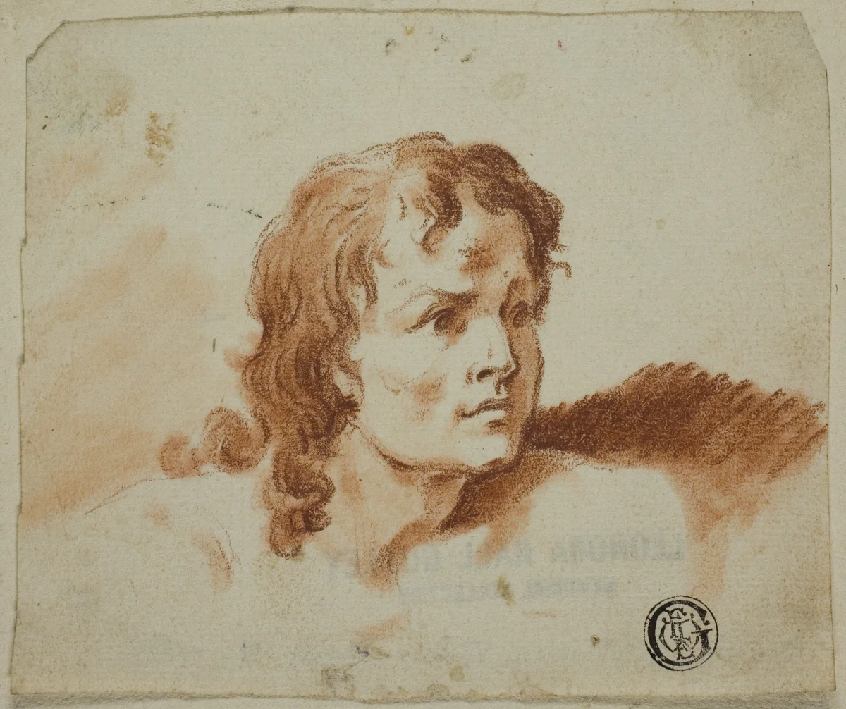 Bust of a Youth by Matthew Peters, drawing, 1762-1814