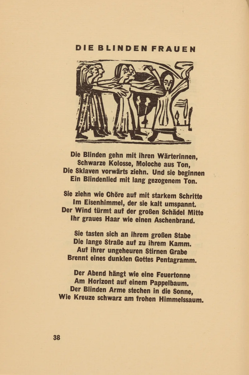 Die Blinden Frauen (The Blind Women) (headpiece, page 38) from Georg Heym: Umbra Vitae (Georg Heym: The Shadow of Life) by Ernst Ludwig Kirchner, volume, 1924