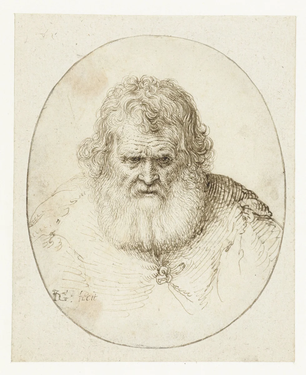 Portret van een oude man by Jacques de Gheyn, drawing, 1600-1605