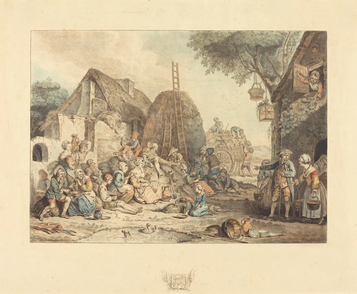 The Harvesters' Lunch by Jean-François Janinet; Pierre Alexandre Wille, print, 1774
