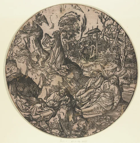 Christus op de Olijfberg by Unknown, print, 1517-1533