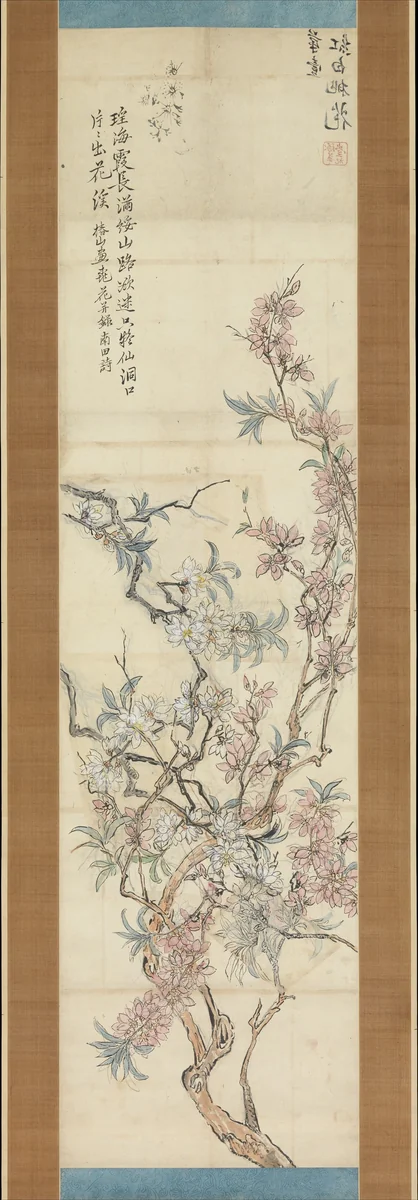Red and White Peach Blossoms, Preparatory Sketch by Tsubaki Chinzan (椿椿山), painting, 1843