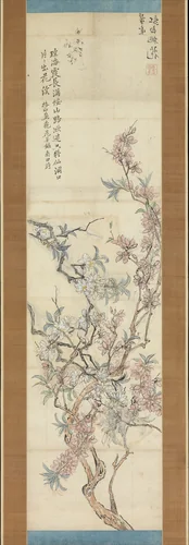 Red and White Peach Blossoms, Preparatory Sketch by Tsubaki Chinzan (椿椿山), painting, 1843