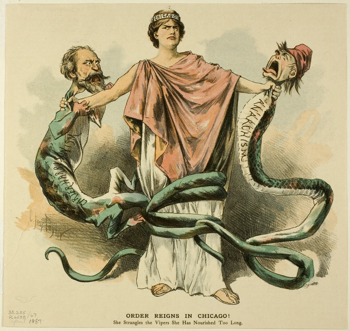 Order Reigns in Chicago!, from Puck by C. Jay Taylor, print, 1887