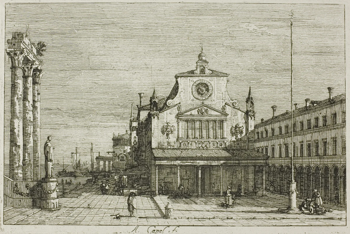 Imaginary View of S. Giacomo di Rialto, from Vedute by Canaletto, print, 1735-1744