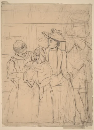 In the Omnibus [recto] by Mary Cassatt, drawing, 1891