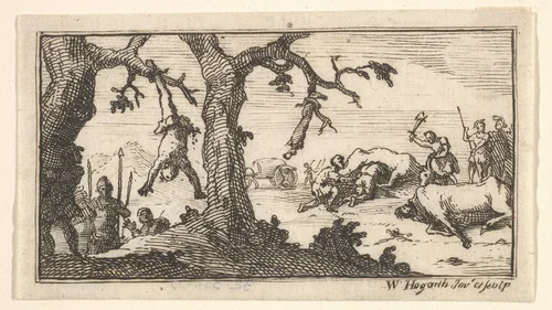 Dismemberment, etc. (John Beaver, Roman Military Punishments, 1725) by William Hogarth, print, 1725-1779