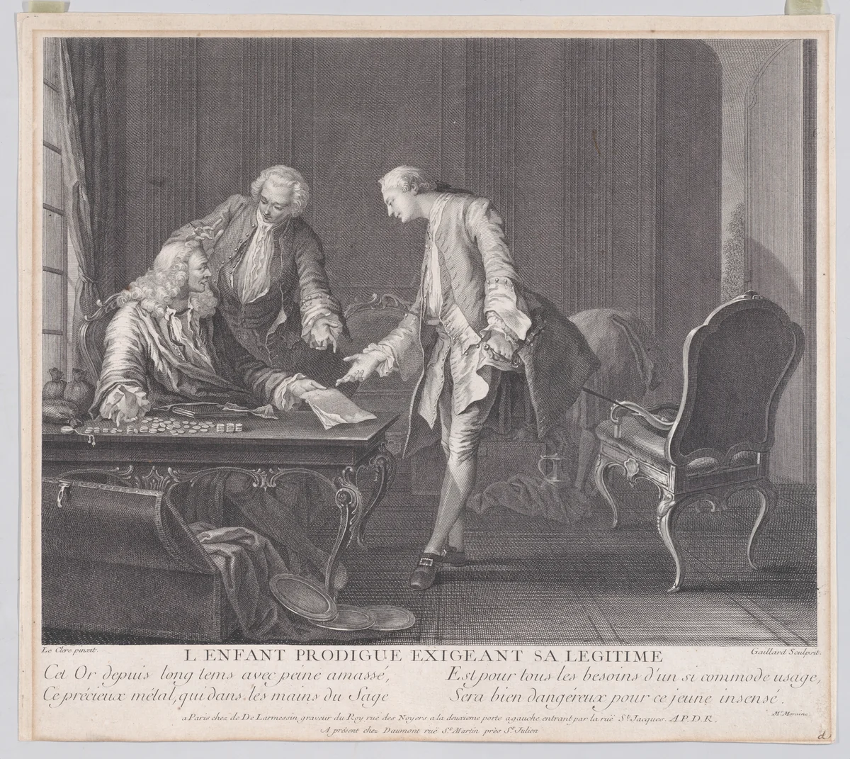 The Prodigal Son Demanding his Inheritance by René Gaillard, print, 1746-1756