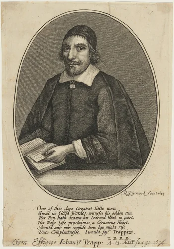 John Trapp, Vicar of Weston-on-Avon, BiblicalCommentator by Robert Gaywood, print, 1654