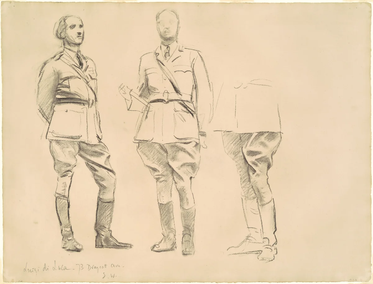 Studies for "General Officers of World War I" by John Singer Sargent, drawing, 1920-1922