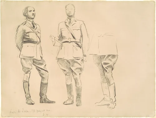 Studies for "General Officers of World War I" by John Singer Sargent, drawing, 1920-1922