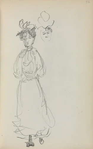 Italian Sketchbook: Standing Woman, face (page 52) by Maurice Prendergast, book, 1898-1899