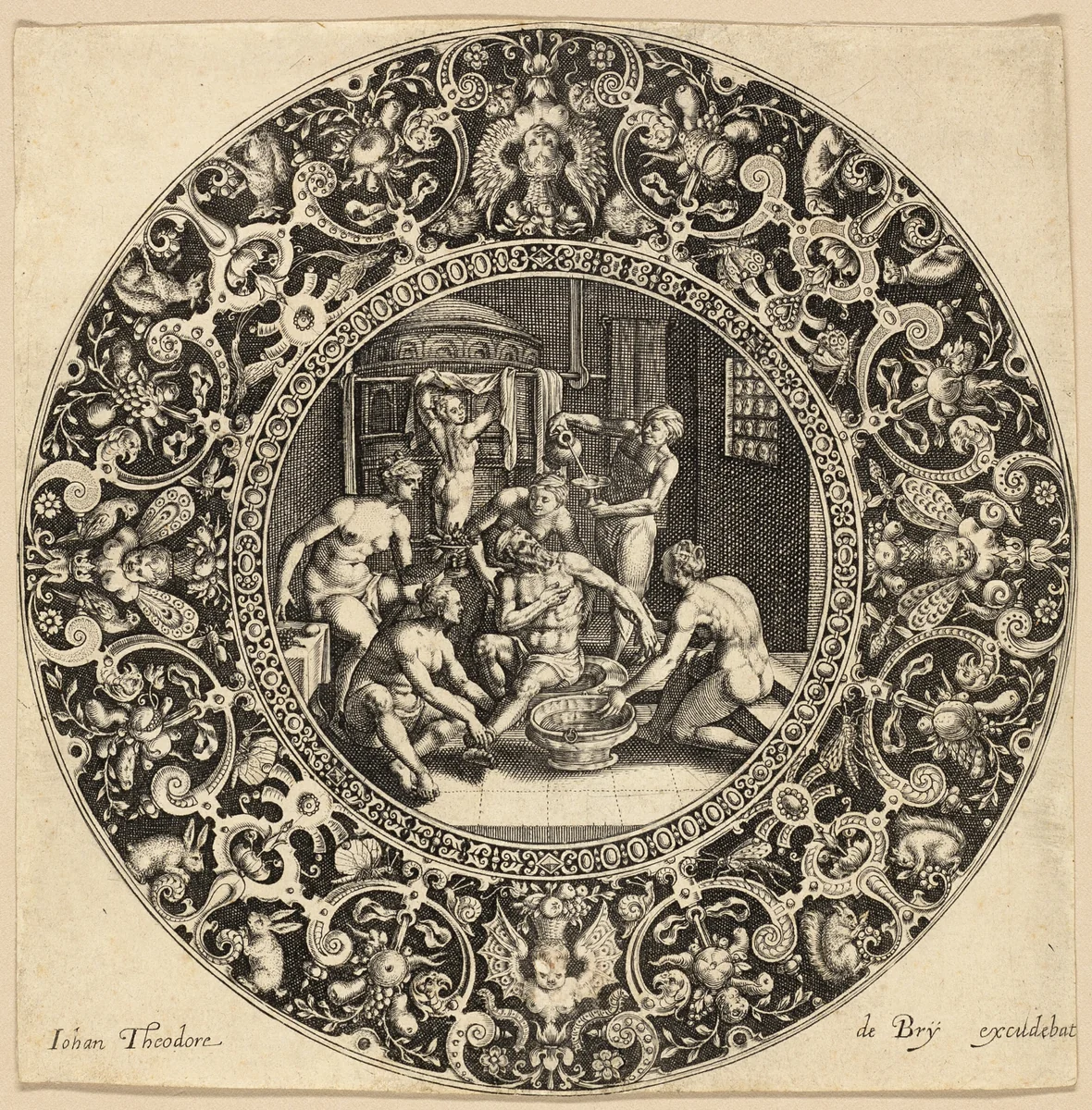 Bath of Sardanapalus by Johann Theodor de Bry, print, 1581-1623