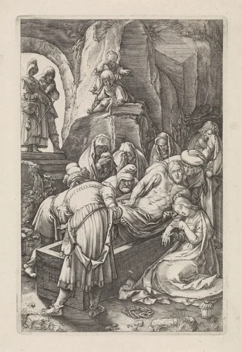 Graflegging van Christus by anonymous, print, 1596-1667