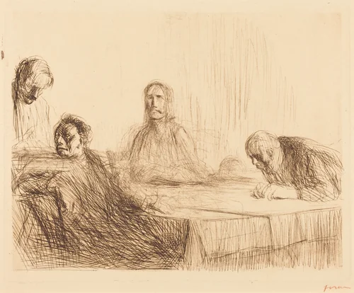 Le repas à Emmaus (2e planche) (The Supper at Emmaus) (second plate) by Jean-Louis Forain, print, 1910