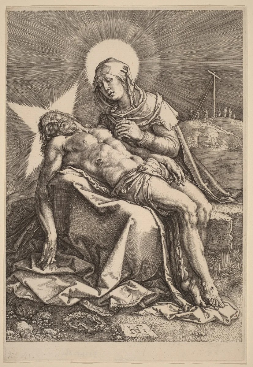 Pietà by Hendrick Goltzius, print, 1596