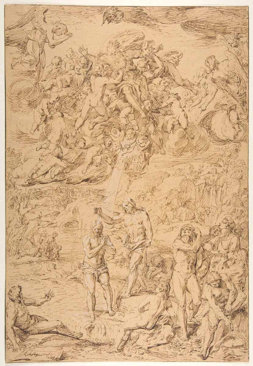 The Baptism of Christ by Raymond de La Fage, drawing, 1683
