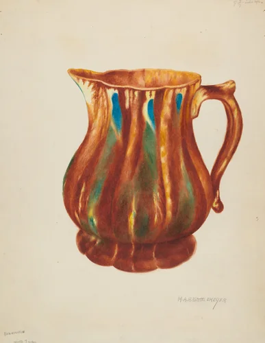 Bennington Pitcher by Margaret Stottlemeyer, index of american design, 1936