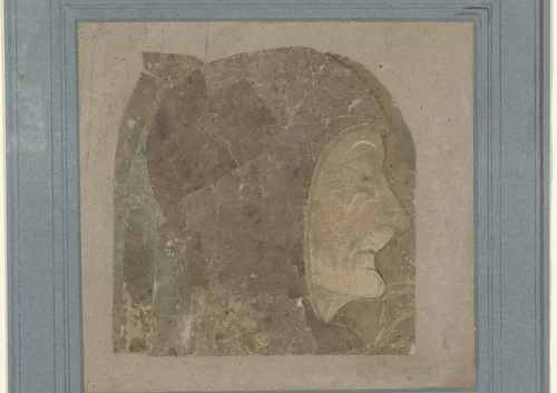 Hoofd van oude mannelijke heilige in habijt by anonymous, print, 1450-1499