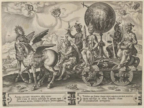 Triumph of the World, from The Cycle of the Vicissitudes of Human Affairs, plate 1 by Cornelis Cort, print, 1564